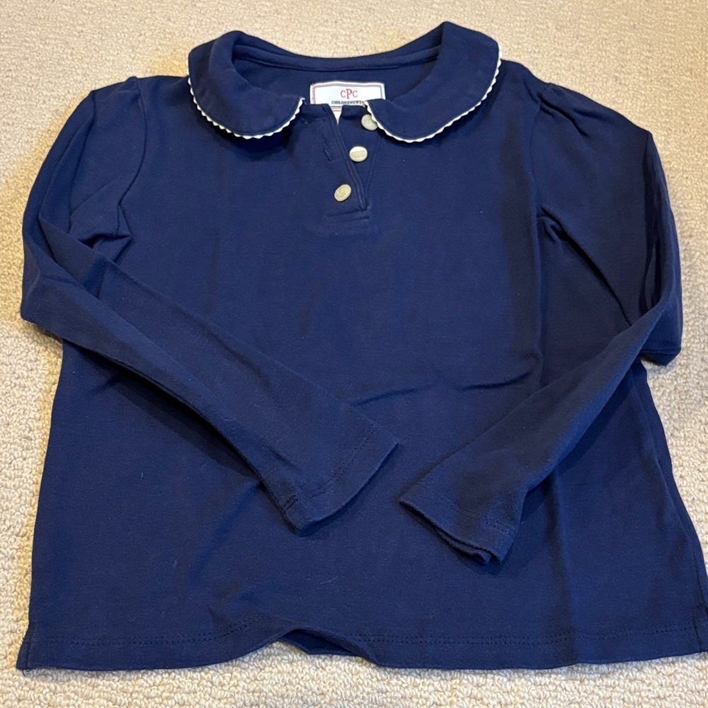 Girls Navy Blue Long Sleeve Shirt